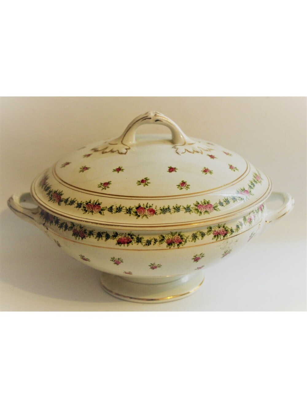 WOOD & SON Shola China Covered Soup Tureen*Pink Roses Flower*Burslem England*VTG